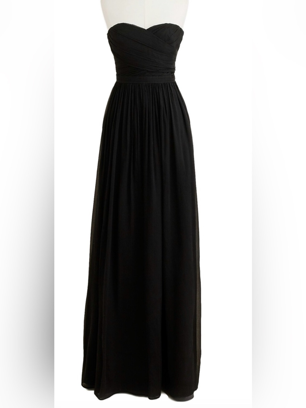 J.Crew Arabelle Silk Chiffon Strapless Maxi Gown Black NWT Size 12 Formal